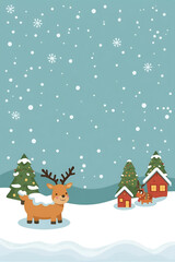 Deer in the snow village
