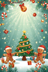santa claus and christmas tree