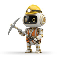 Futuristic AI Robot Miner with Gold LED Accents