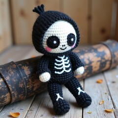 Little skeleton knitting with black yarn