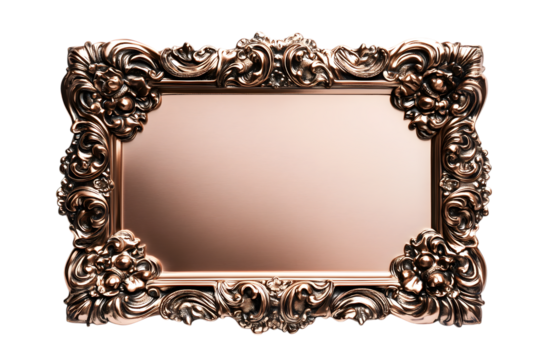 Antique Mirror: A beautifully crafted antique mirror with ornate details, showcasing intricate floral and scrollwork. The elegant reflection within creates an alluring centerpiece.