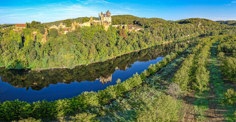 Aerial View of the Château de Montfort and the Cingle de Montfort, Dordogne River, France