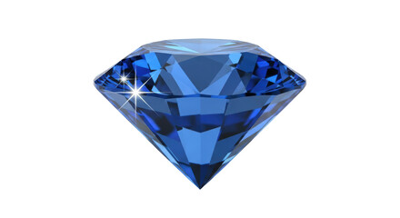 Isolated Blue Gemstone Cut in a Brilliant Style, Shining with Sparkles on Its Smooth Facets