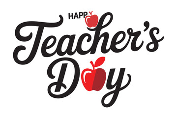 Happy Teacher&rsquo;s Day Typography with Apple Logo vector