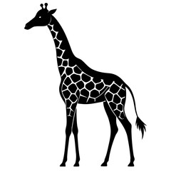 Obraz premium Giraffe Neck Stretch vector clean black silhouette design white background