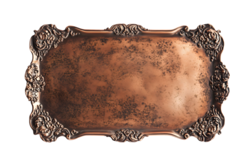 Vintage Copper Tray: A beautifully crafted, antique copper tray with ornate details, exuding timeless elegance and a touch of vintage charm.