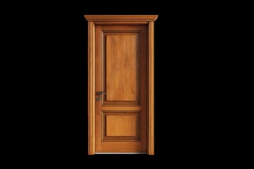 Old wooden door with antique design isolated on white background.