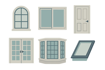 A comprehensive collection of architectural elements, including various styles of windows and doors, essential for modern and classic building design projects