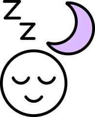 Sleeping face with moon and ZZZ outline icon