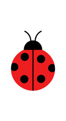 Red ladybug with black spots, simple illustration, insect, cute, adorable, nature.