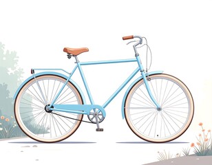 Light blue vintage bicycle illustration