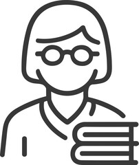 Female teacher icon with books and glasses