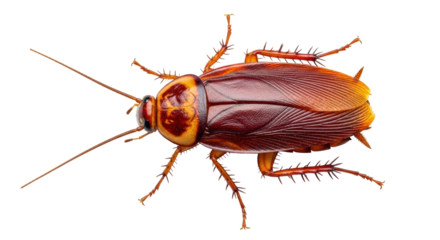 Isolated cockroach insect detailed close up view against a clean backdrop for commercial use