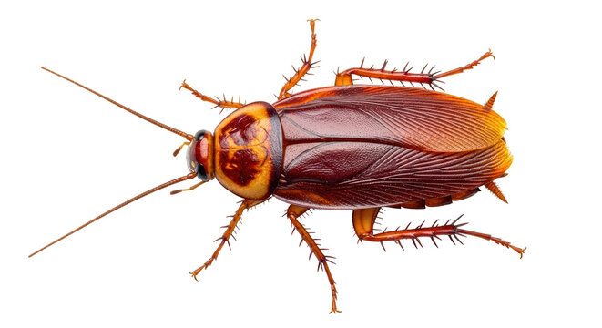 Isolated cockroach insect detailed close up view against a clean backdrop for commercial use