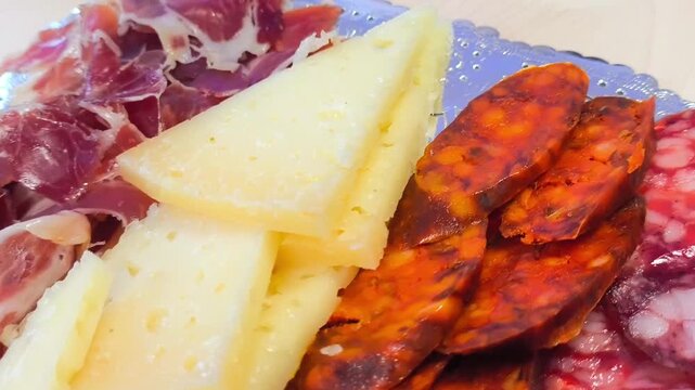 Entremeses variados de queO jamon chorizo lomo y salchich&oacute;n 
