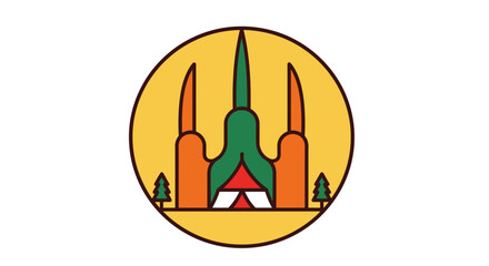 Obraz premium Stylized Asian Temple Pagoda Icon in a Circle.