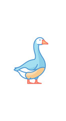 Obraz premium Stylized Blue Goose Illustration with Orange Accents on White Background.