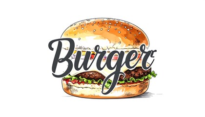 Hand-drawn illustration of a burger