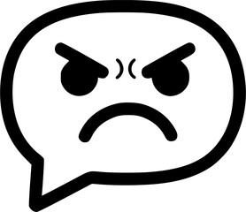 Aggressive Vector Silhouette of an Angry Cartoon Character's Face