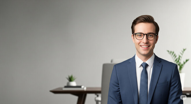 Man thinking in the computer with blue background