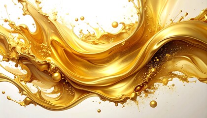 Golden liquid splash abstract art