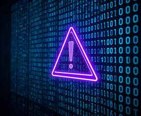 Purple Security Warning Icon for Malware Across Number Grid