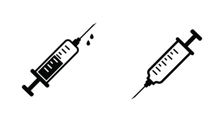 Two black and white syringe icons depicted in a simple linear style