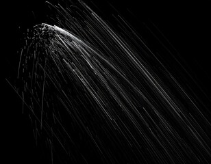 Heavy Rain Streaks with Motion Blur, Photorealistic on Black