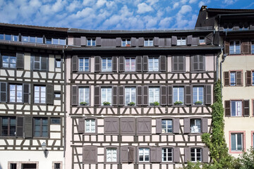 Strasbourg in France, old city center with colorful houses, on the canal
