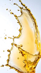 Golden liquid splash against white