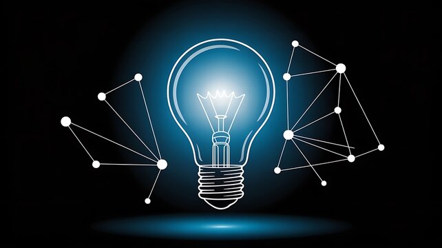 Illuminated lightbulb with connected networks illustrating ideas concepts and technological innovation solutions