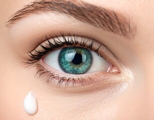 Close-up of Female Turquoise Eye, Human Vision and Beauty Concept