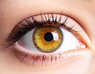 lose-up of Female Yellow Eye, Human Vision and Beauty Concept