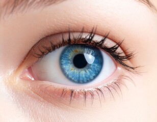 Close-up of Female Blue Eye, Human Vision and Beauty Concept