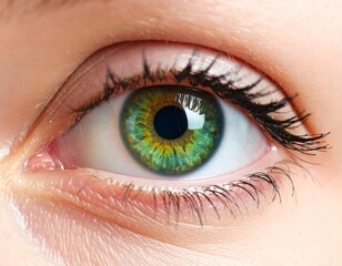 Close-up of Female Green Eye, Human Vision and Beauty Concept