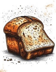 Hand-drawn illustration of sliced bread