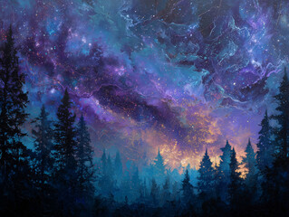 Obraz premium Celestial Forest Abstraction