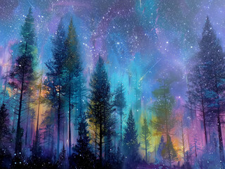 Obraz premium Celestial Forest Abstraction