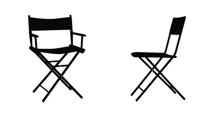 Simple black and white illustration of two folding director s chairs