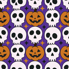 Halloween seamless pattern. Vector hand drawn background for spooky season.