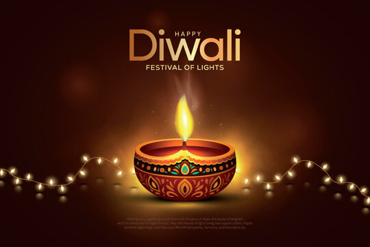 Happy Diwali festival of lights, holiday Background, Diwali celebration greeting card, creative vector illustration design.