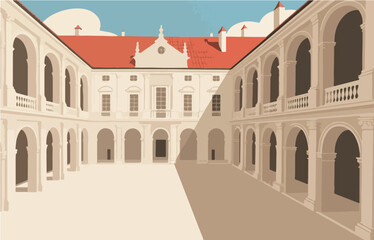 Obraz premium European architecture and scenery, vector graphics