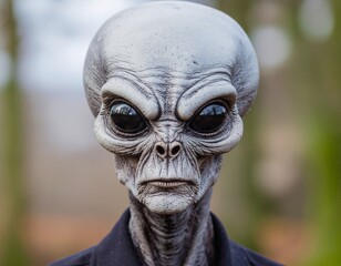 Portrait of a Grey Alien, Futuristic Extraterrestrial Being