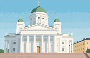 European architecture and scenery, vector graphics