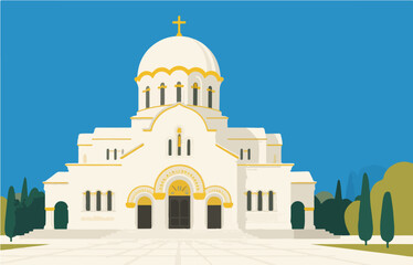 European architecture and scenery, vector graphics