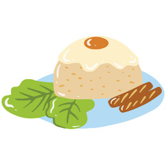 vector illustration of a breakfast with fried rice, lettuce, sunny egg and sausage