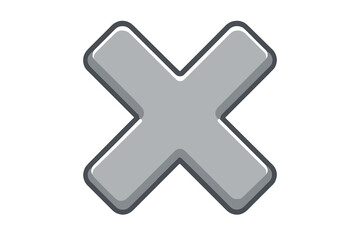 Obraz premium Grey cross X mark symbol. Wrong, no, or incorrect choice icon. Negative sign for error, failure, and rejection. 3D cartoon cancel, close, or delete button vector design.