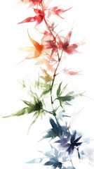 Sŵn Festival . Colorful watercolor floral design with leafy patterns on white background