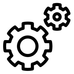 Stylish double cog design representing teamwork, collaboration, and mechanical processes in modern applications and websites