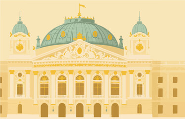 European architecture and scenery, vector graphics